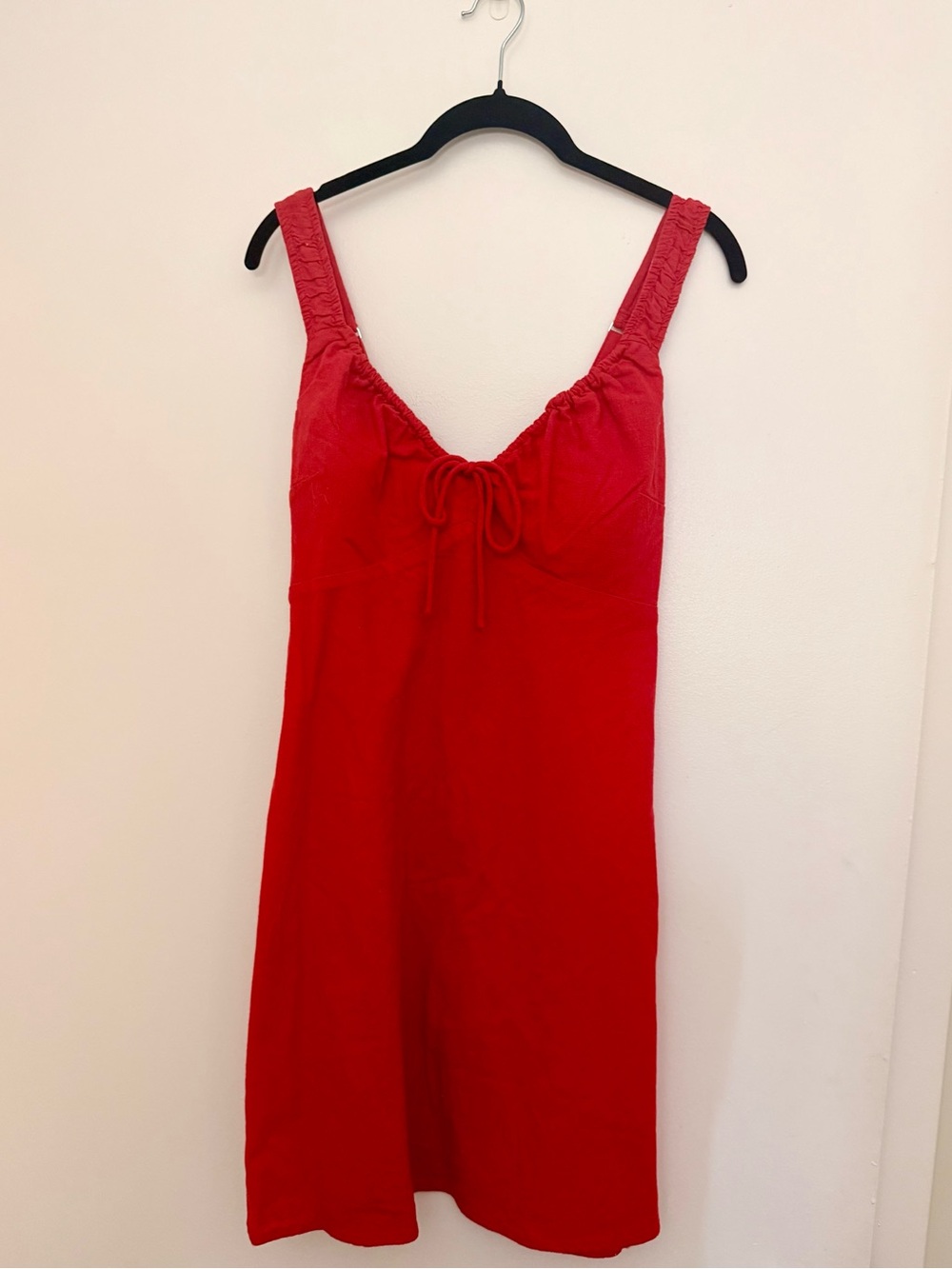 Abercrombie Bra-Free Red Linen Mini Dress – Small Tall